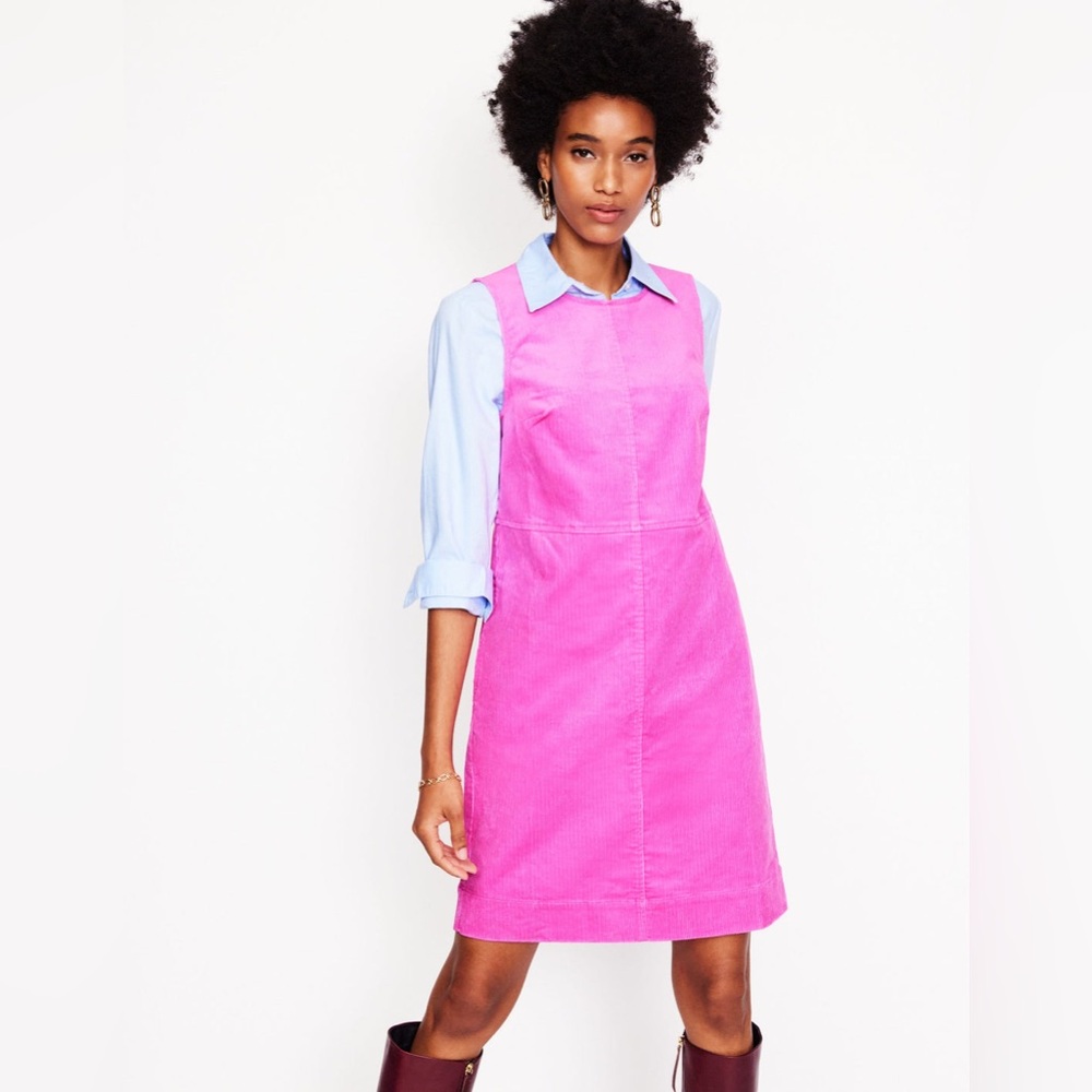 Boden Pia Cord Shift Vibrant Pink Dress Sz 8 Barbiecore Mini Sleeveless Textured - Picture 5 of 11